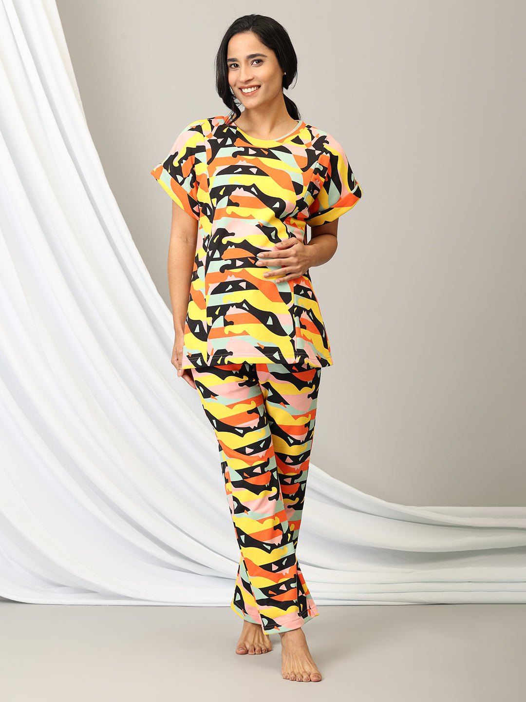 Hue Haven Maternity and Nursing Sweatshirt Co-Ord Set Multi