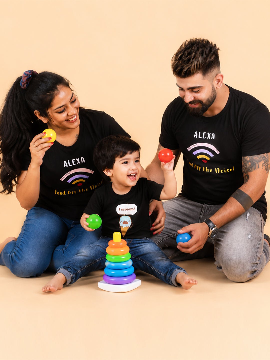 I Scream White Cotton Matching Family T-Shirt Twinning Combo