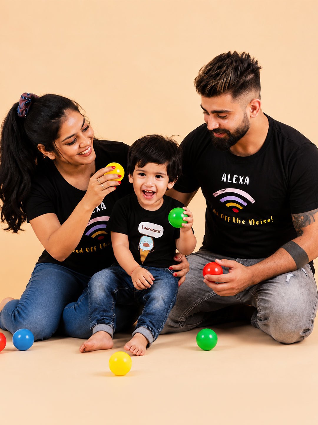 I Scream White Cotton Matching Family T-Shirt Twinning Combo