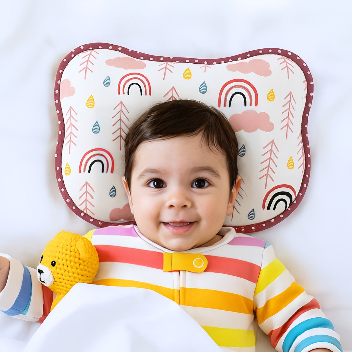 Memory Foam Organic Cotton Head Shaping Pillow For Babies