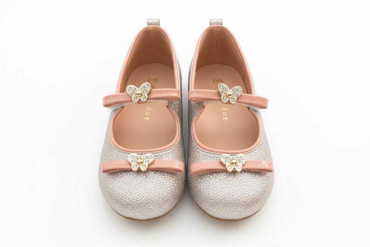 Baby Doe Rosewalk Rosegold Ballerina Party Shoes For Toddler Girls