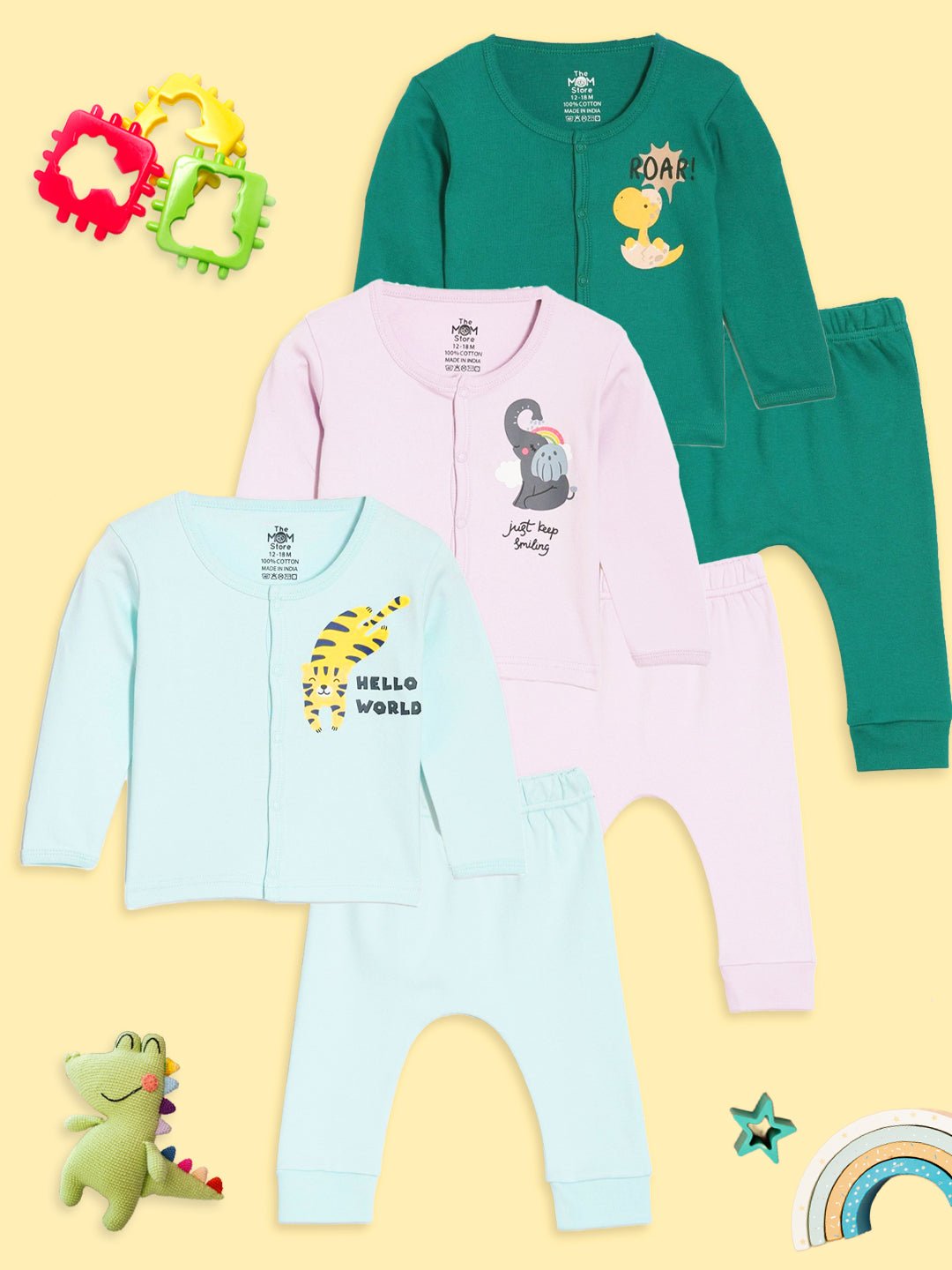 Dino Roar Hello World & Keep Smiling Infant Set 3-Pack