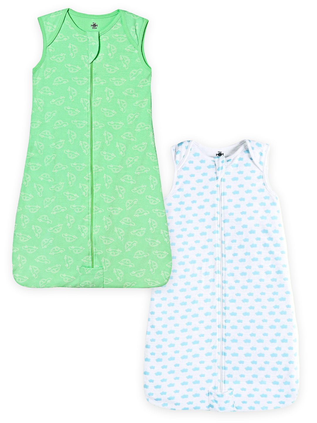 Combo Of 2 Kids Cotton Vroom Vroom And Happy Cloud Sleeping Bag Set