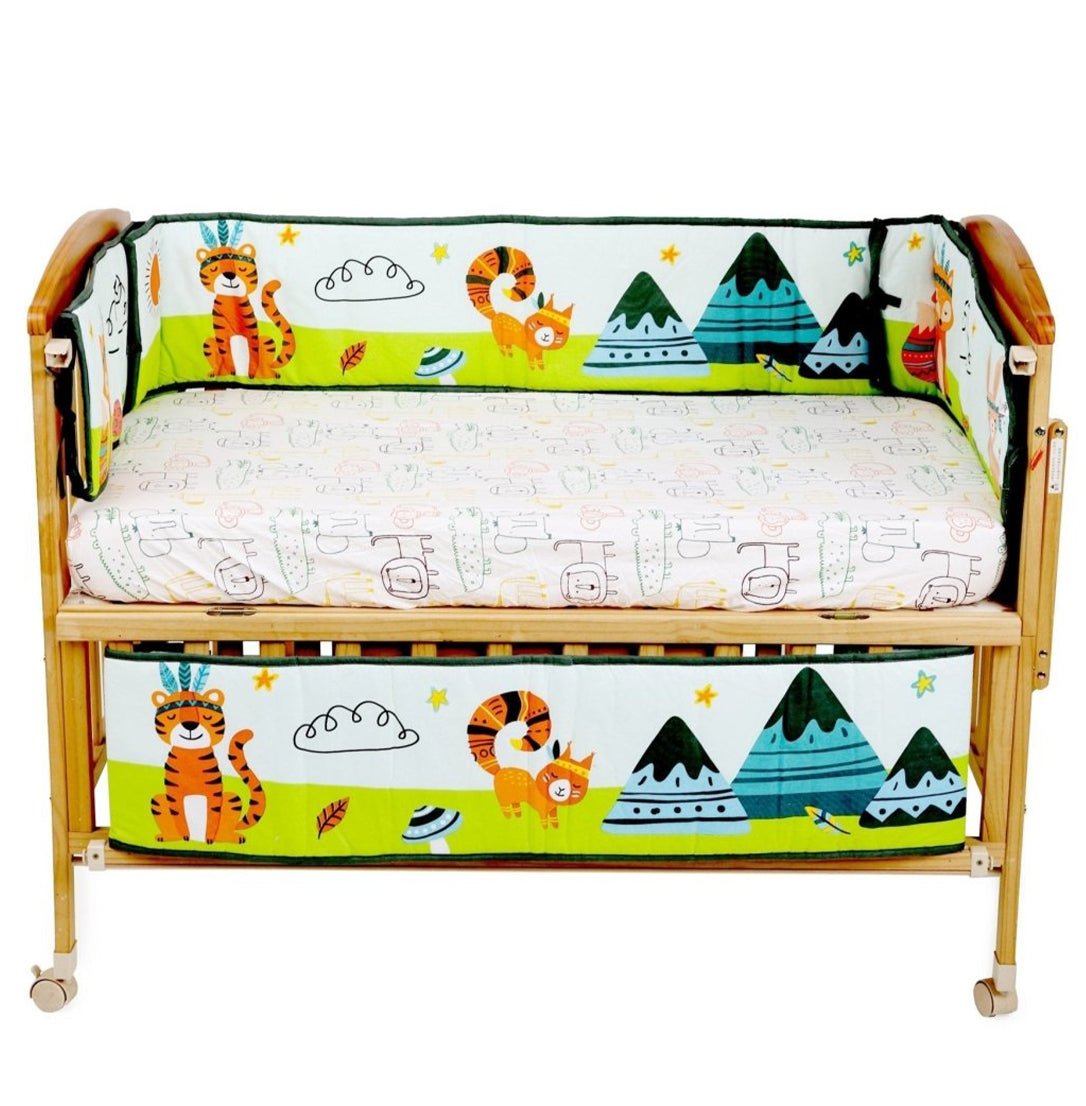 Jungle Tribe 4 PC Cotton Crib Rail Protector Bumper Set