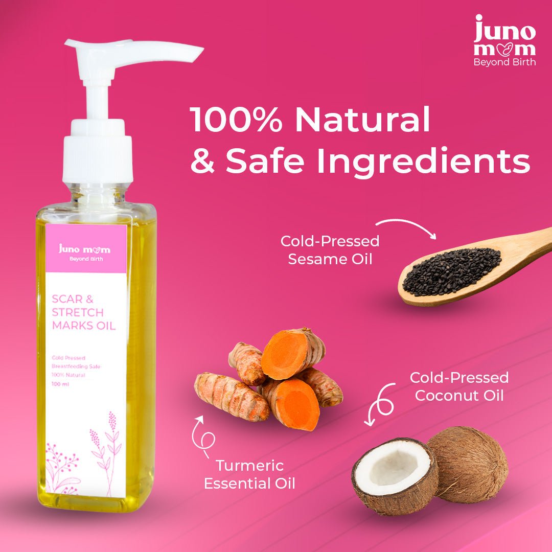 Juno Mom Scar & Stretch Marks Oil Reduces Scars Rejuvenating Herbal 3.38oz