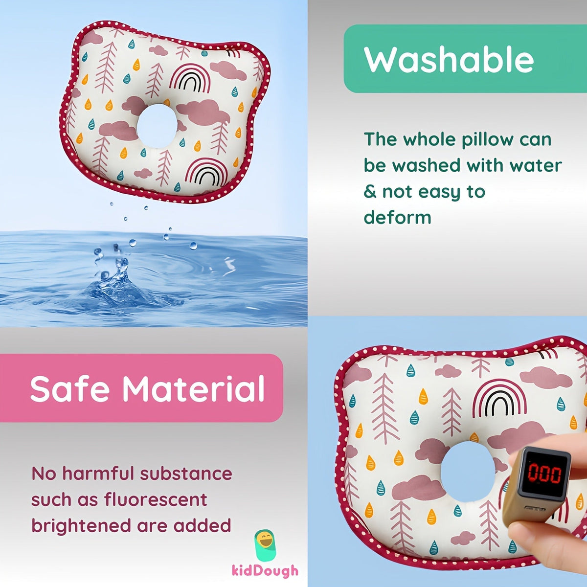 Memory Foam Organic Cotton Head Shaping Pillow For Babies