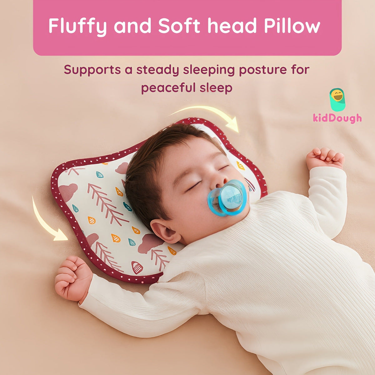 Memory Foam Organic Cotton Head Shaping Pillow For Babies