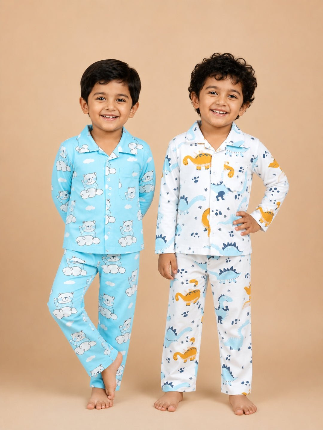 Dino Trip Hello Bear Pajama Set Combo For Kids