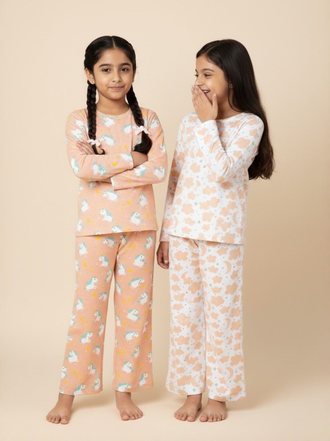 Multicolor Dreamy Unicorn Sweet Dreams Pajama Set For Kids