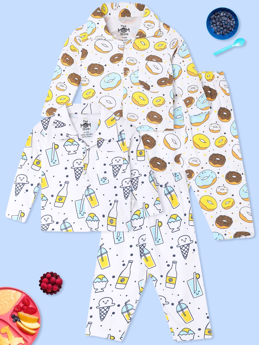 Combo Of 2 Kids Cotton Pajama Nightsuit Set
