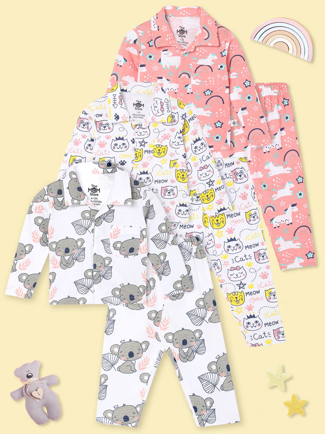 Baby Koala Magical Unicorn Meow Meow Pajama Set For Kids