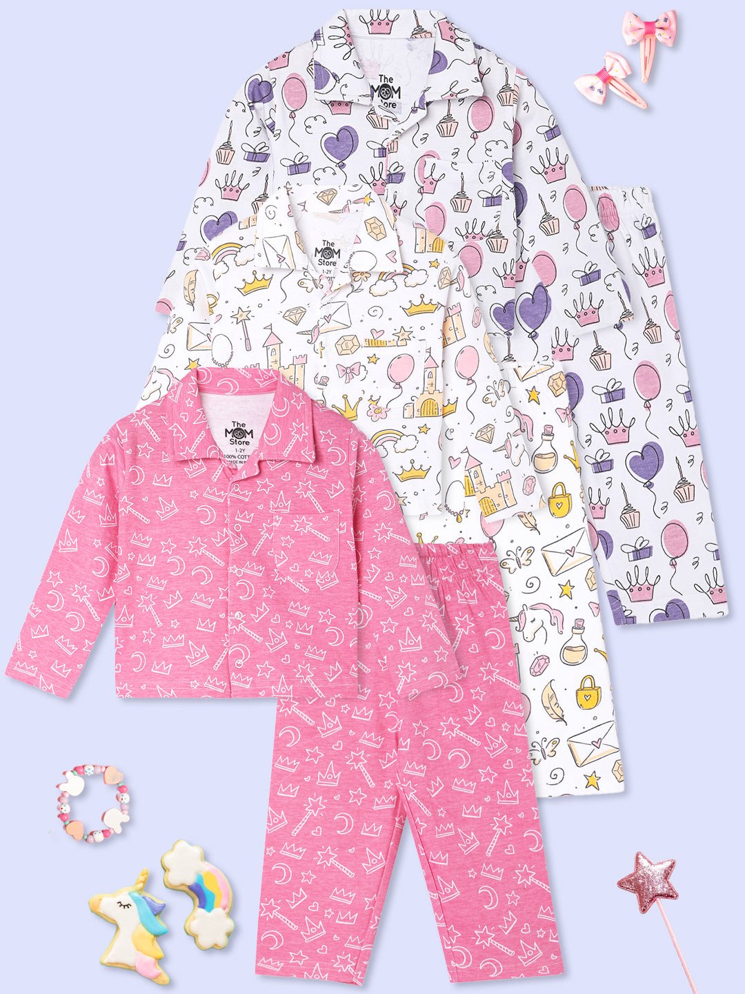 Multicolor Princess Party Pink-A-Boo Fairy Pajama Set For Kids