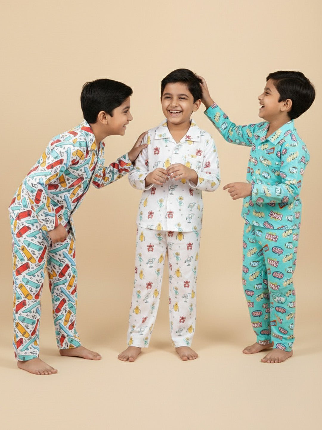 Combo Of 3 Kids Cotton Pajama Nightsuit Set