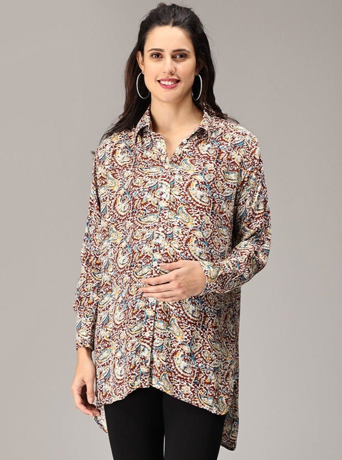 Kimaya Maternity and Nursing Oversized Shirt Multi