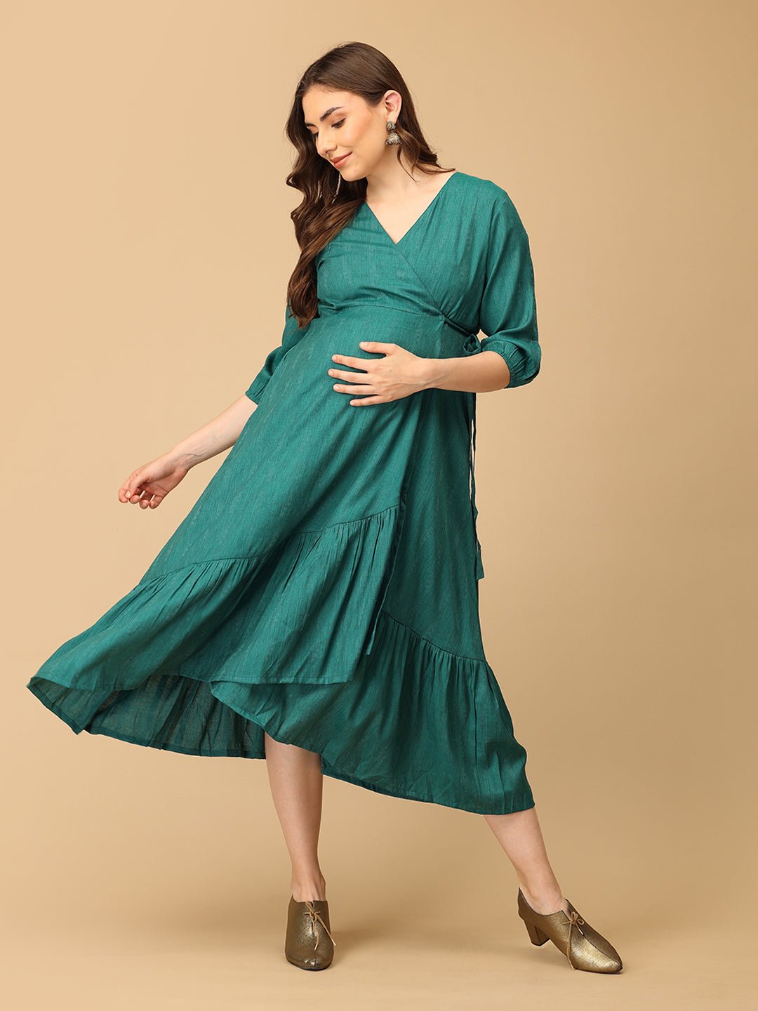 Lagoon Swing Maternity and Nursing Wrap Dress Teal