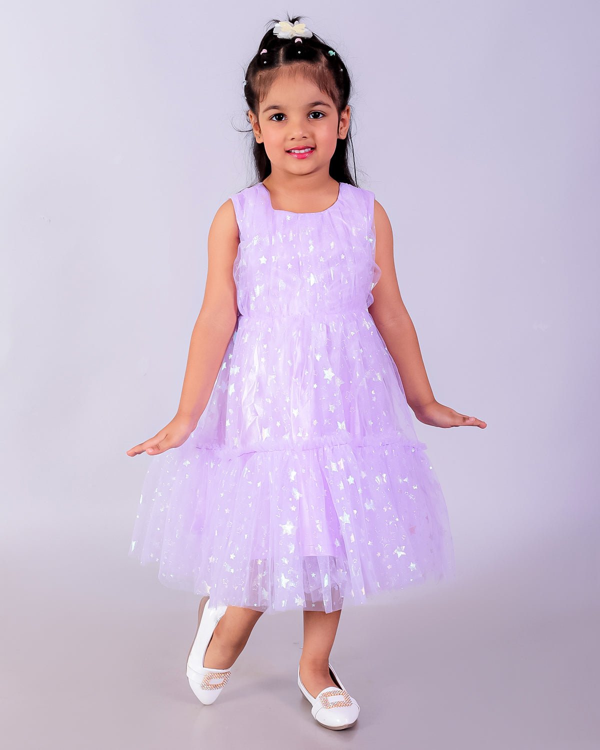 Lavender Mist Tulle Lace Girls Dress For Kids