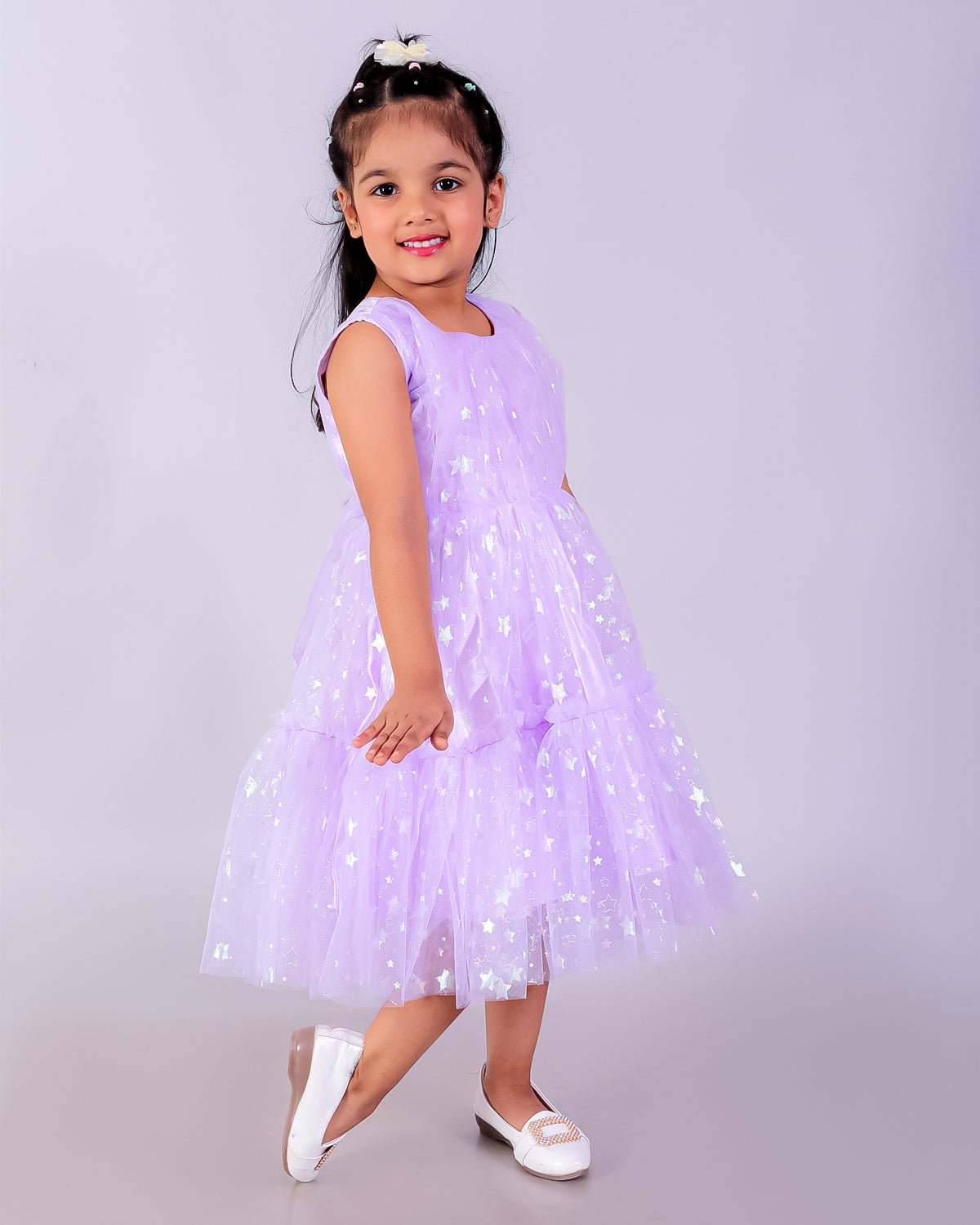 Lavender Mist Tulle Lace Girls Dress For Kids