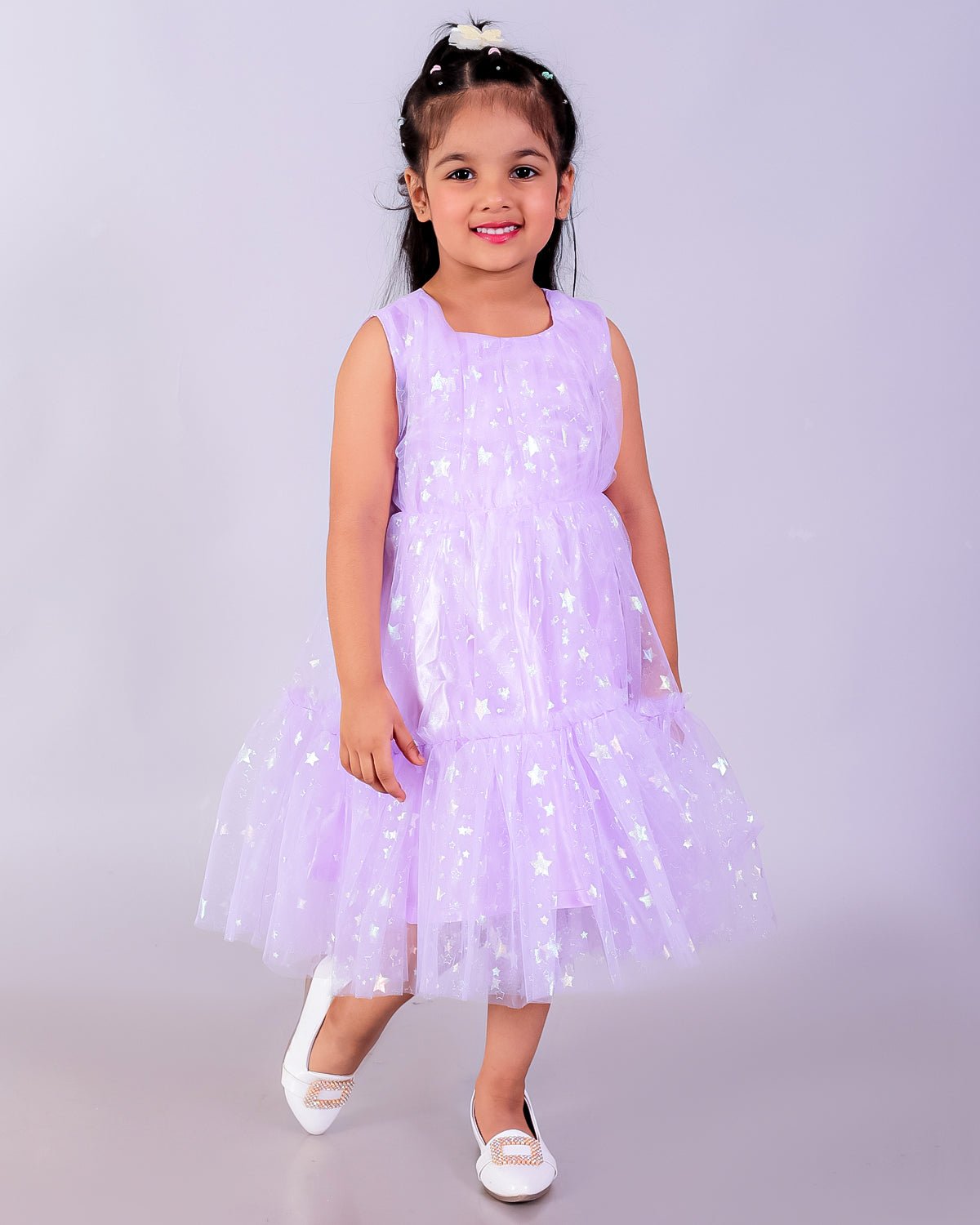 Lavender Mist Tulle Lace Girls Dress For Kids