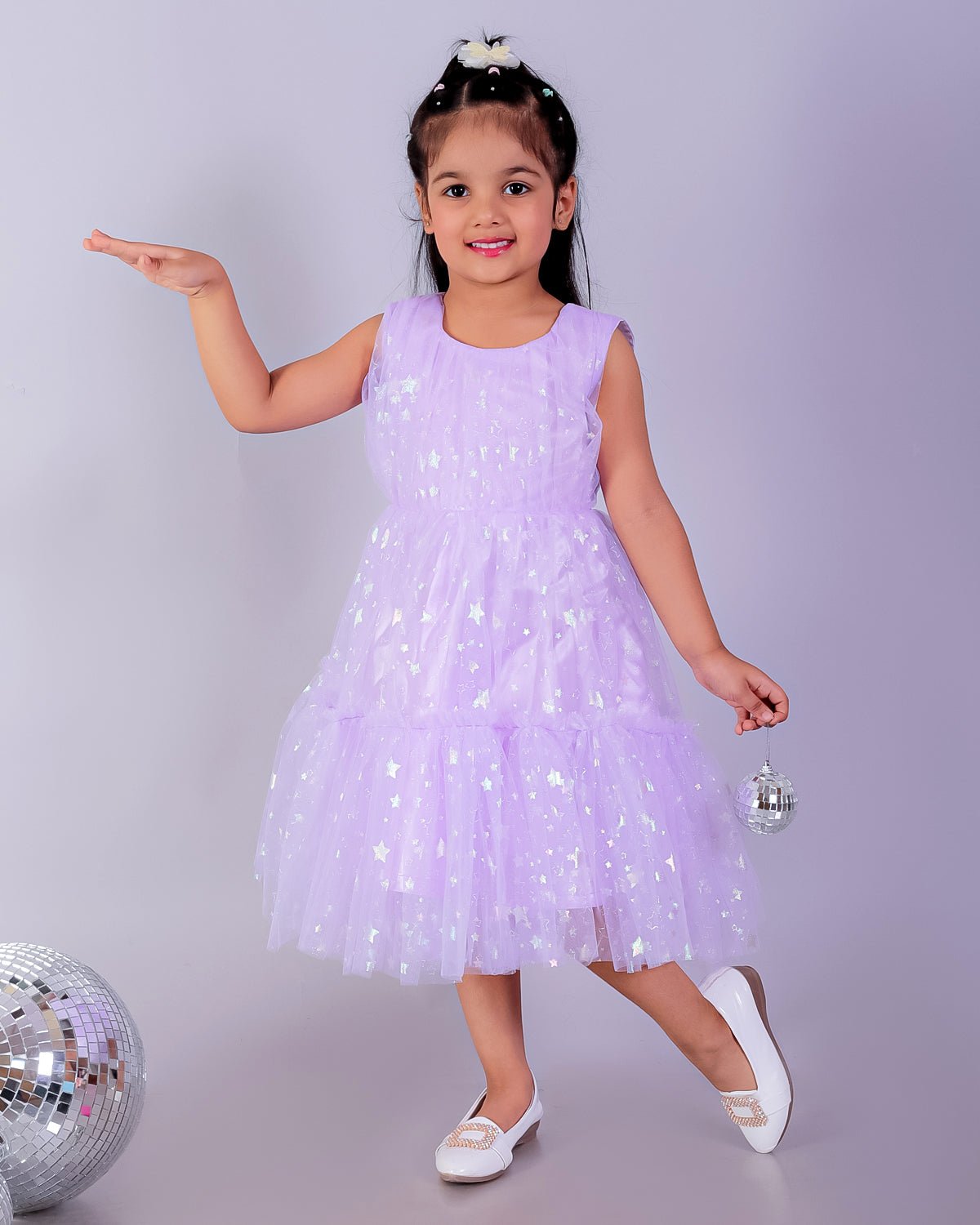 Lavender Mist Tulle Lace Girls Dress For Kids