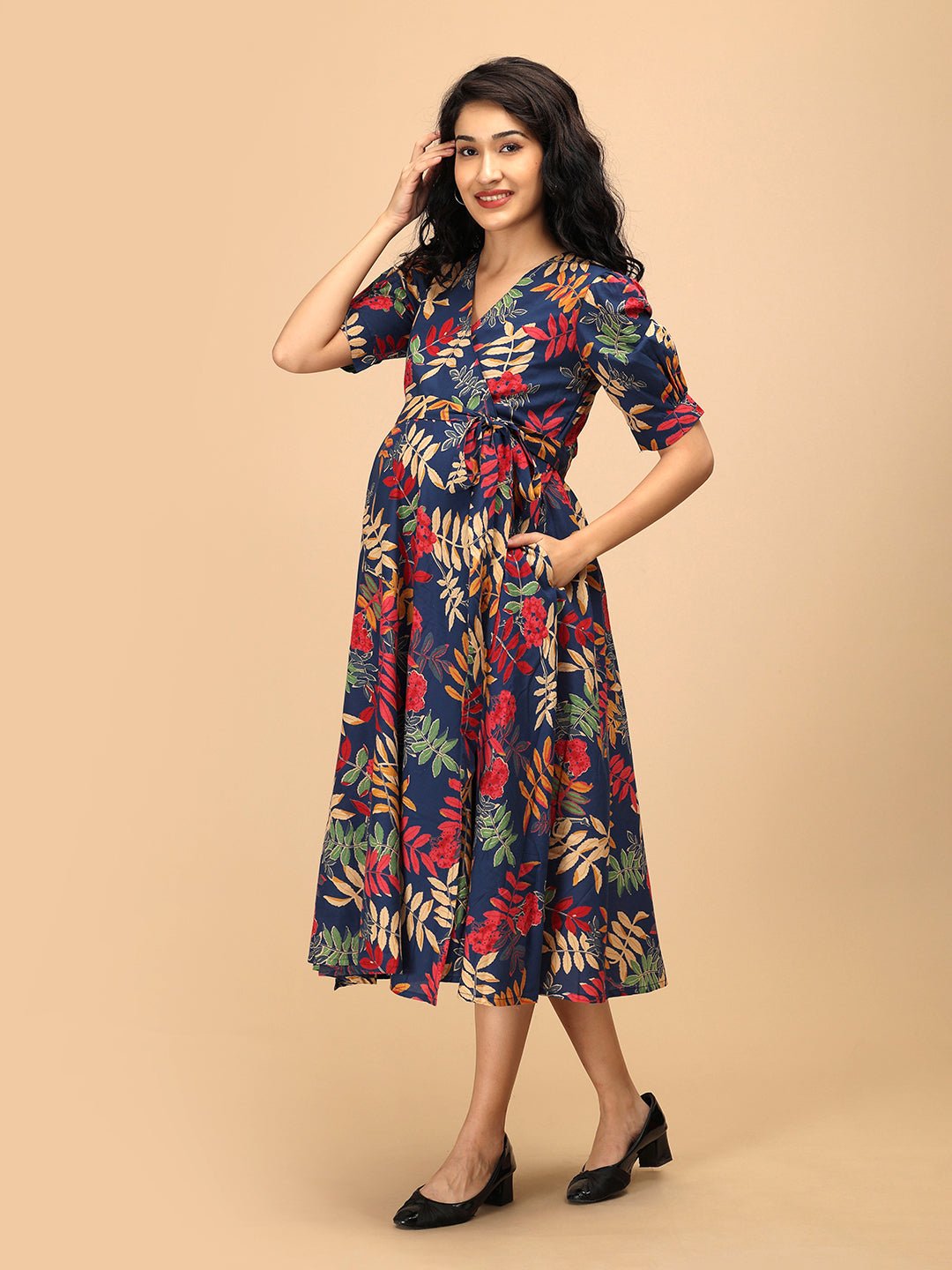 Leaf the Drama Maternity and Nursing Wrap Dress Multi
