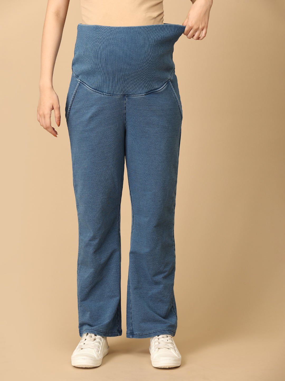 Knit Maternity Denim with Belly Support Light Blue