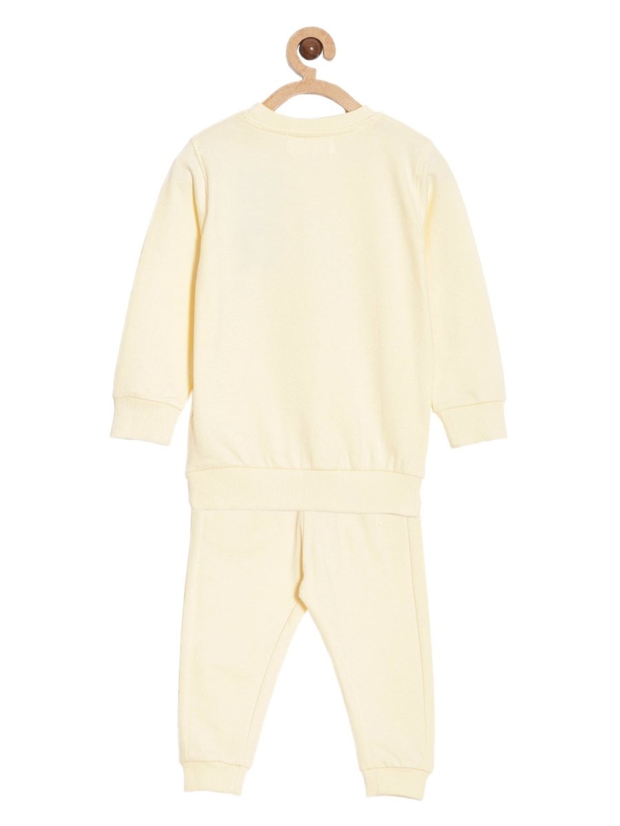 Beige Li'l Butterfly Jogger Set For Girls