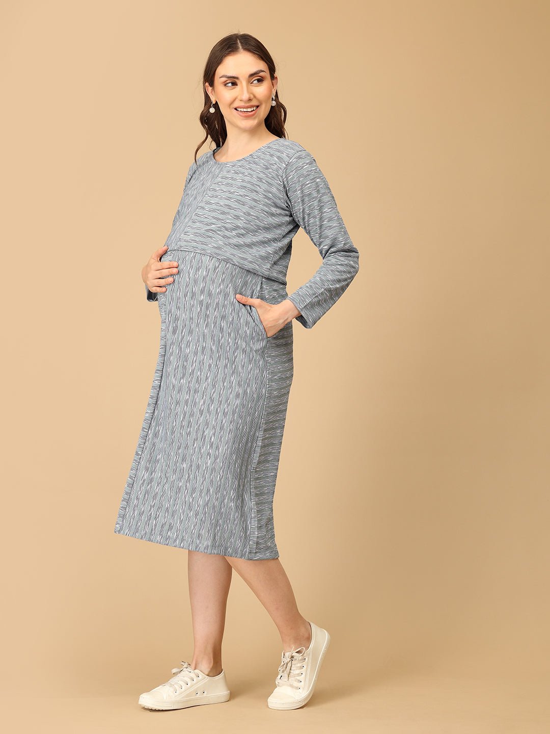 Lines & Layers Maternity and Nursing Dress Multi