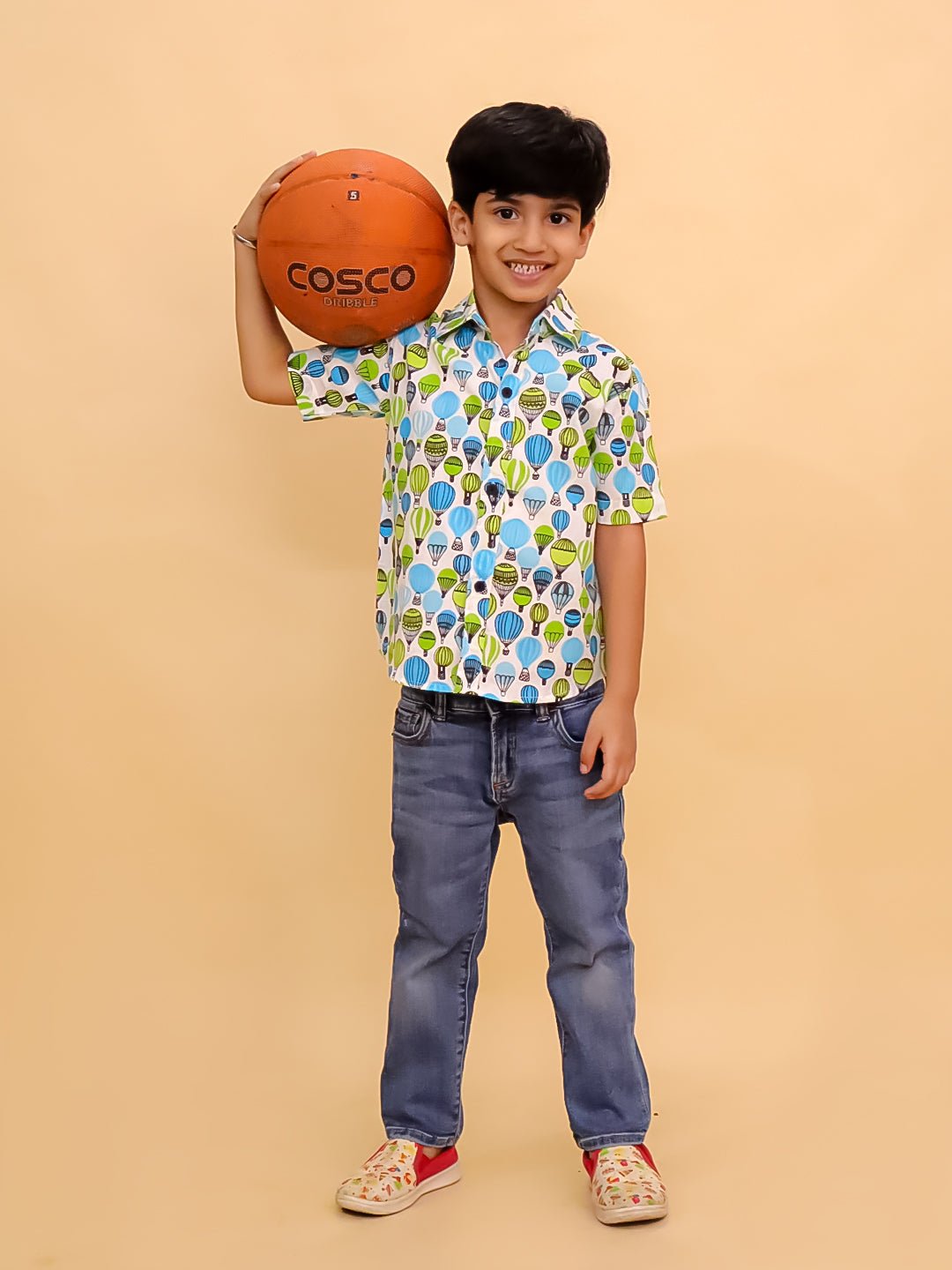 Little Lift Off Multi Color Cotton Half Sleeve Shirt For Boys