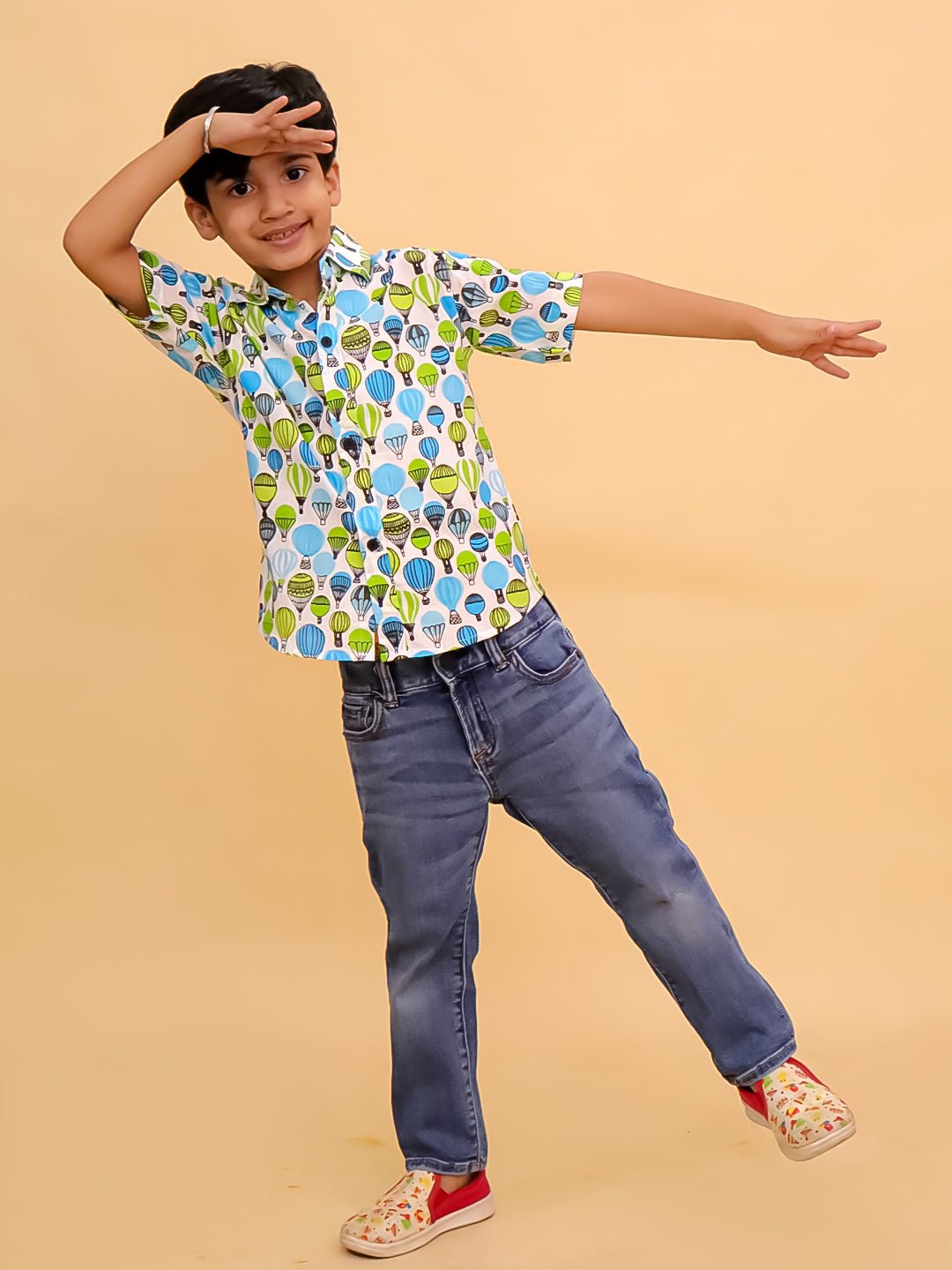 Little Lift Off Multi Color Cotton Half Sleeve Shirt For Boys