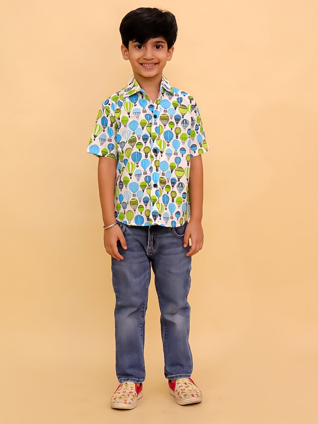 Little Lift Off Multi Color Cotton Half Sleeve Shirt For Boys