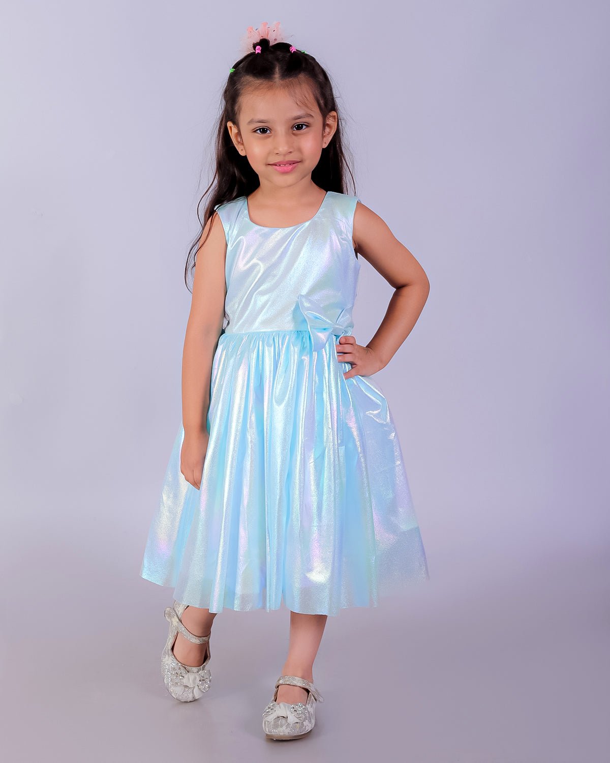 Little Mermaid Blue Iridescent Shimmering Girls Tulle Dress For Kids