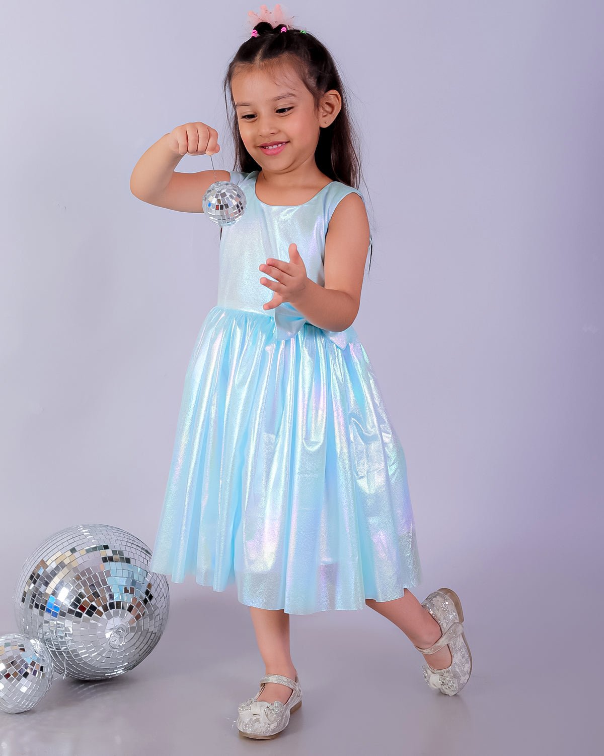 Little Mermaid Blue Iridescent Shimmering Girls Tulle Dress For Kids