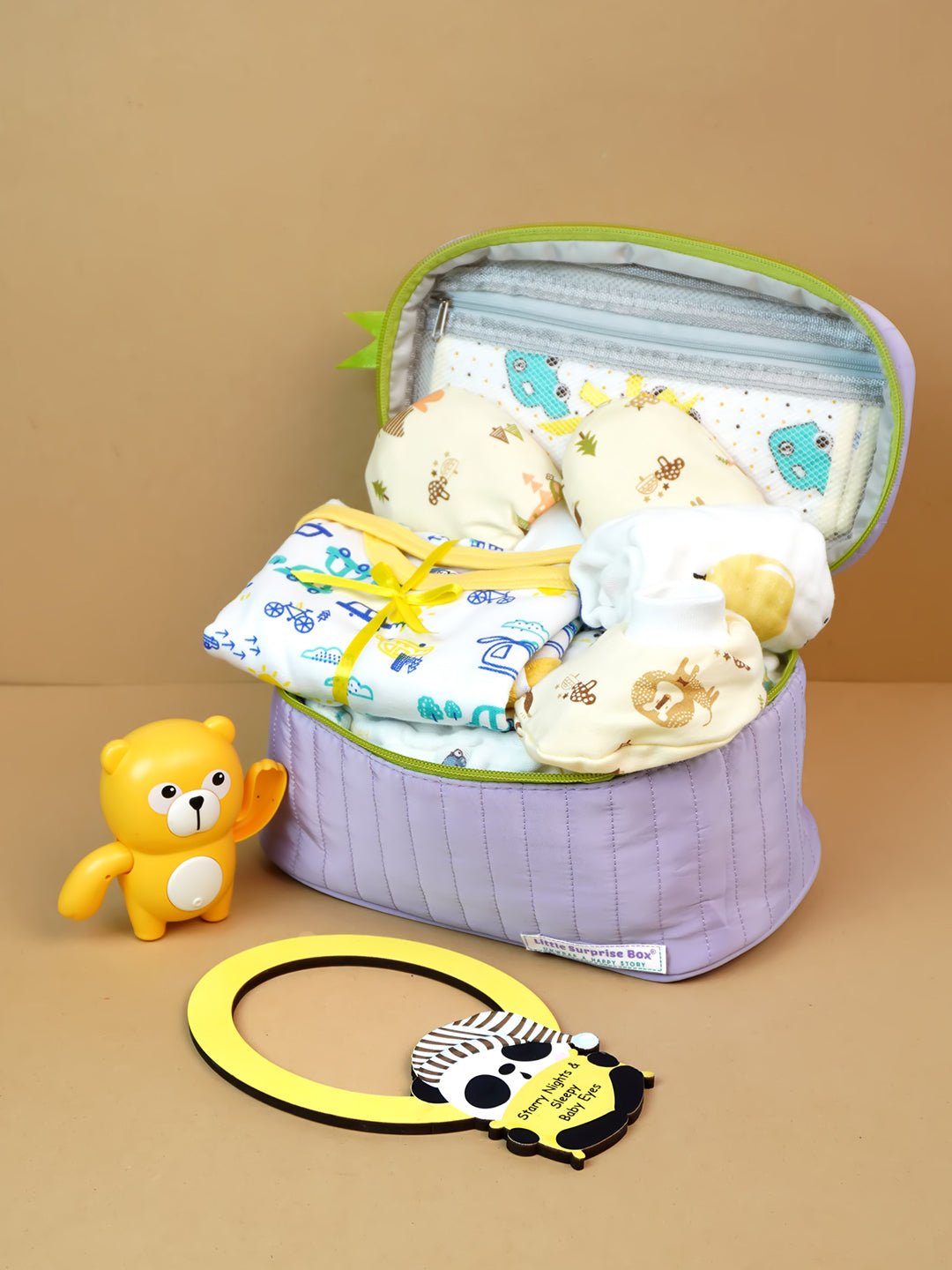 Blue Monkey 13 PCS Newborn Baby Boy Gift Box With Pouch And Toy