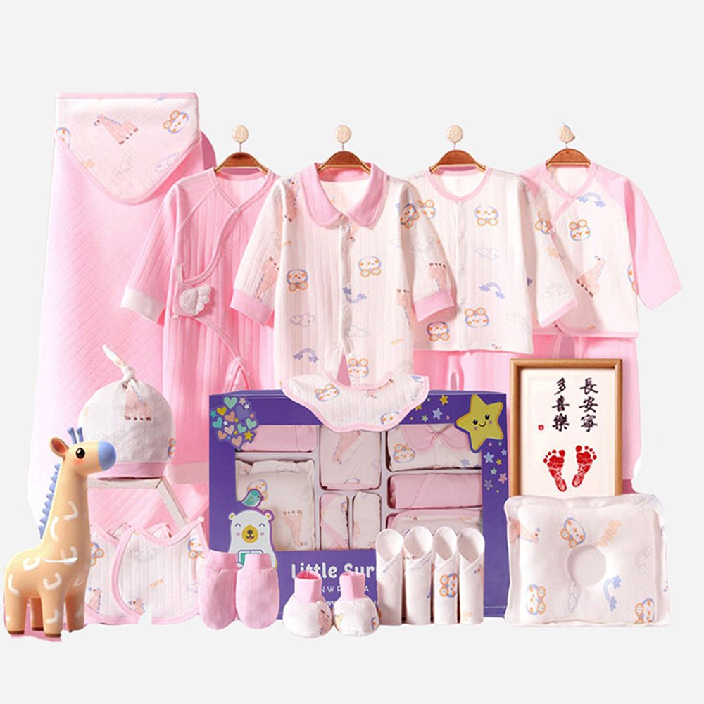 Pink Penguin 22 PCS Newborn Baby Gift Box With Rompers And Swaddle