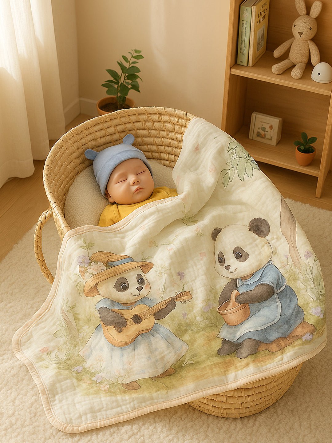 Musical Fox 1 PC Cotton Muslin Baby Blanket With Breathable Fabric