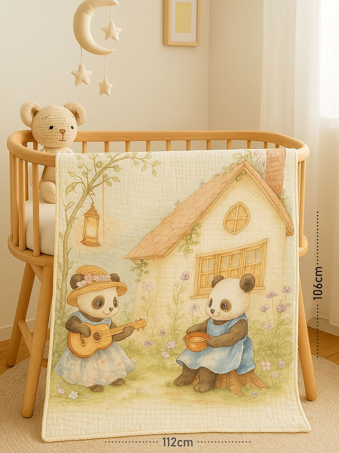 Musical Fox 1 PC Cotton Muslin Baby Blanket With Breathable Fabric