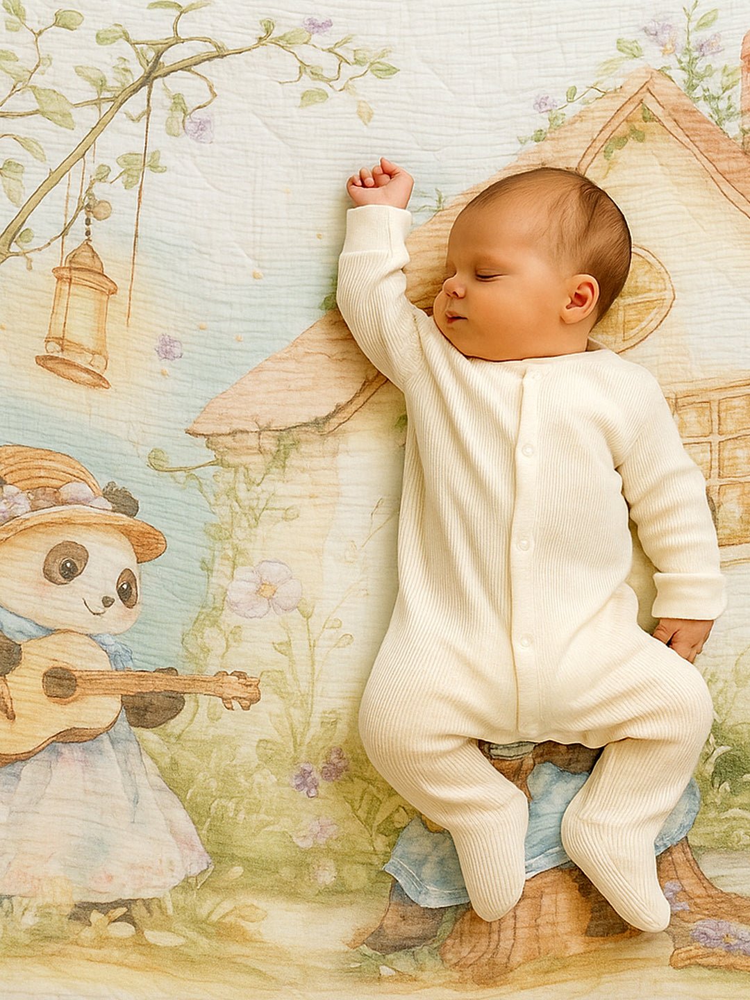 Musical Fox 1 PC Cotton Muslin Baby Blanket With Breathable Fabric