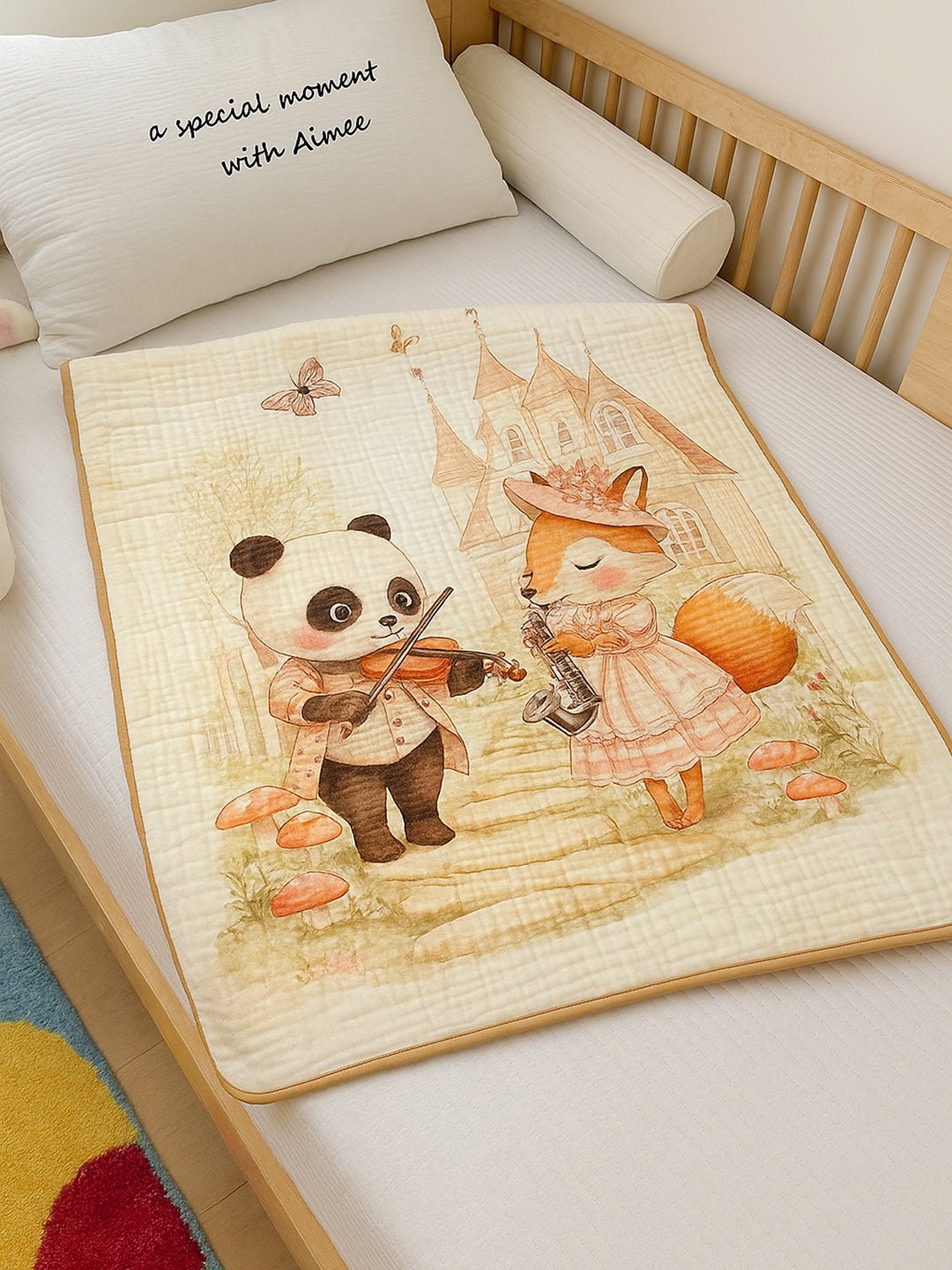 Musical Fox 1 PC Cotton Muslin Baby Blanket With Breathable Fabric