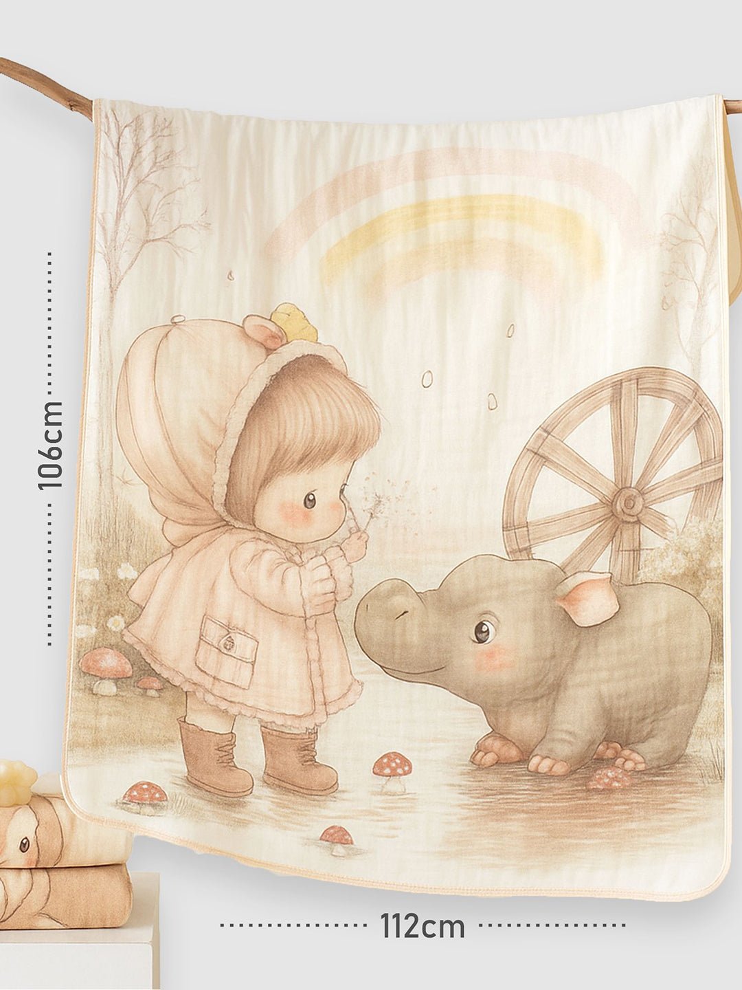 Musical Fox 1 PC Cotton Muslin Baby Blanket With Breathable Fabric