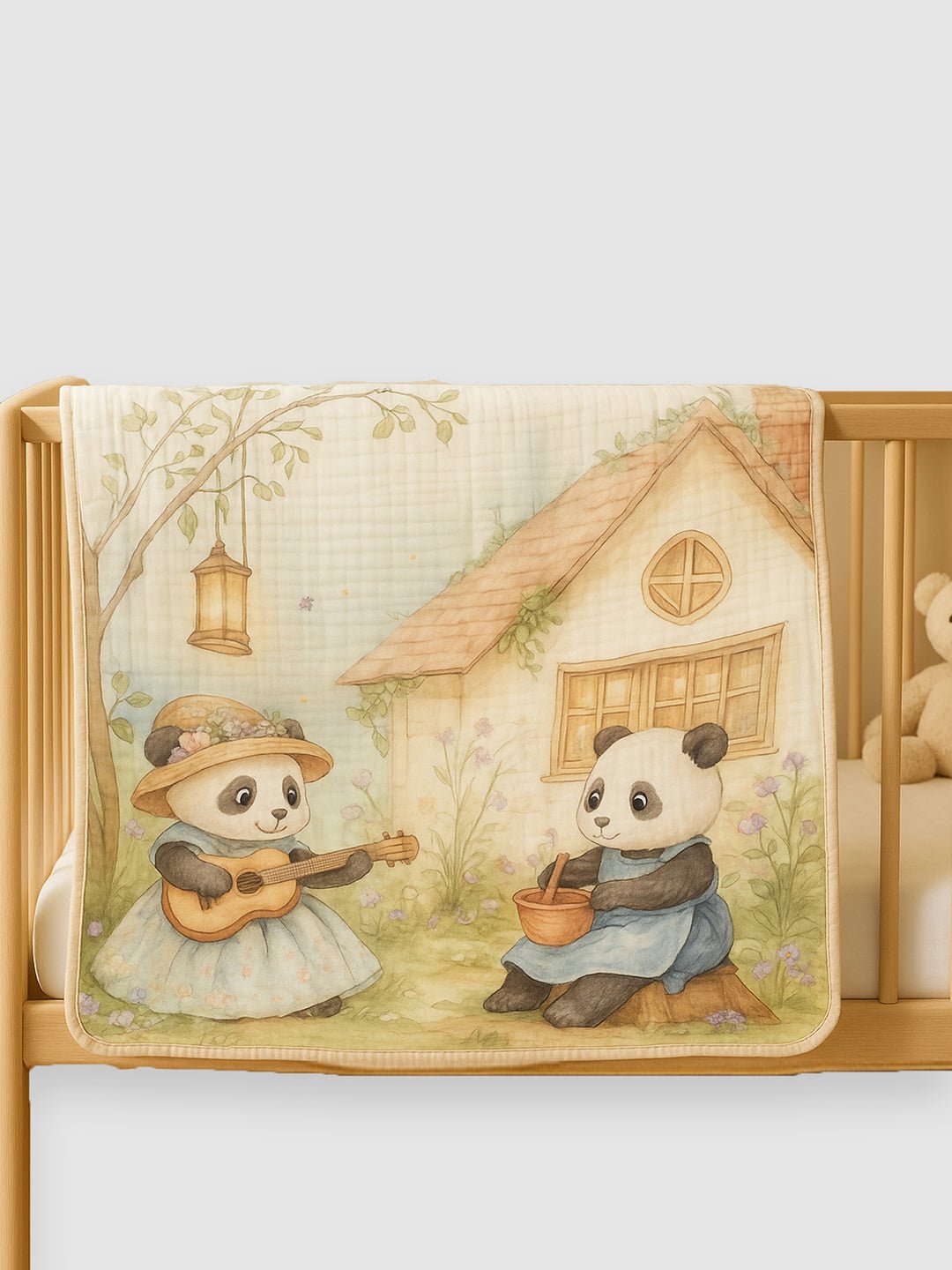 Musical Fox 1 PC Cotton Muslin Baby Blanket With Breathable Fabric