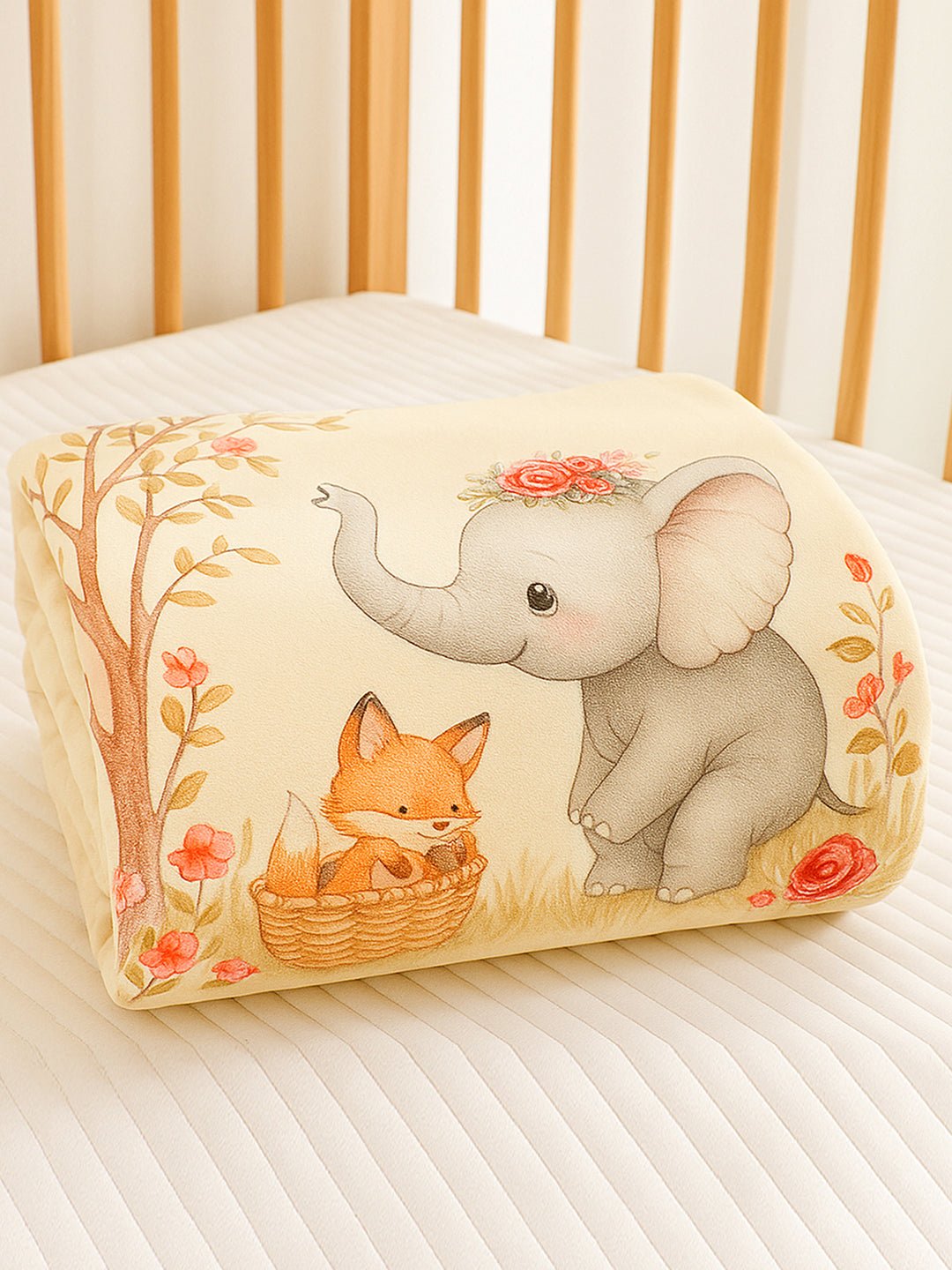 Musical Fox 1 PC Cotton Muslin Baby Blanket With Breathable Fabric