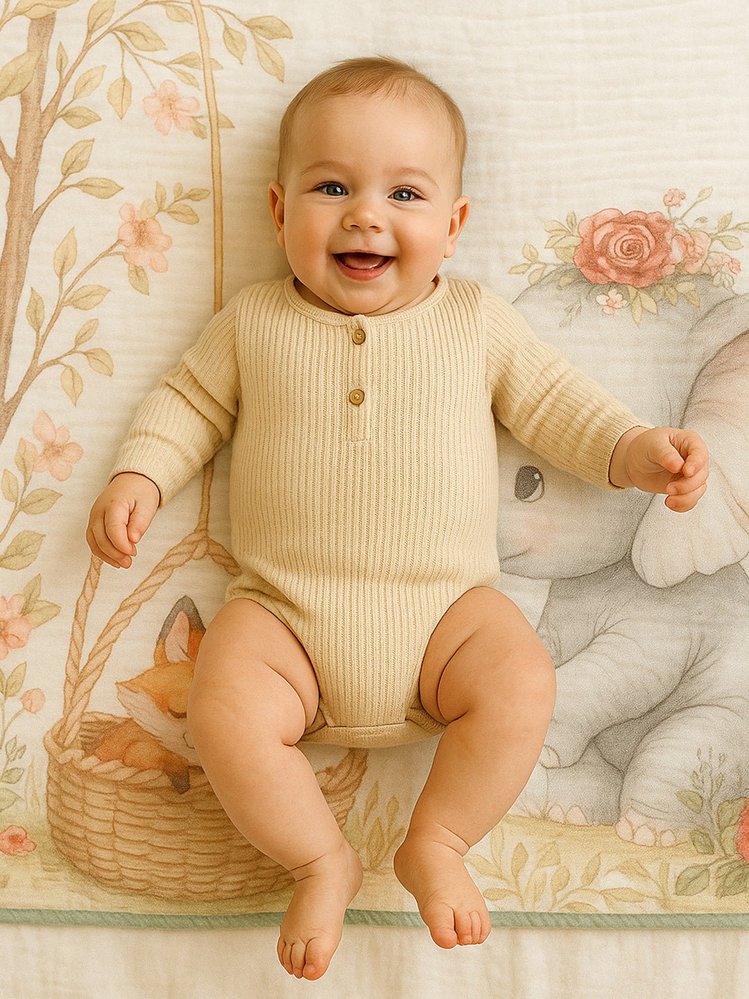 Musical Fox 1 PC Cotton Muslin Baby Blanket With Breathable Fabric