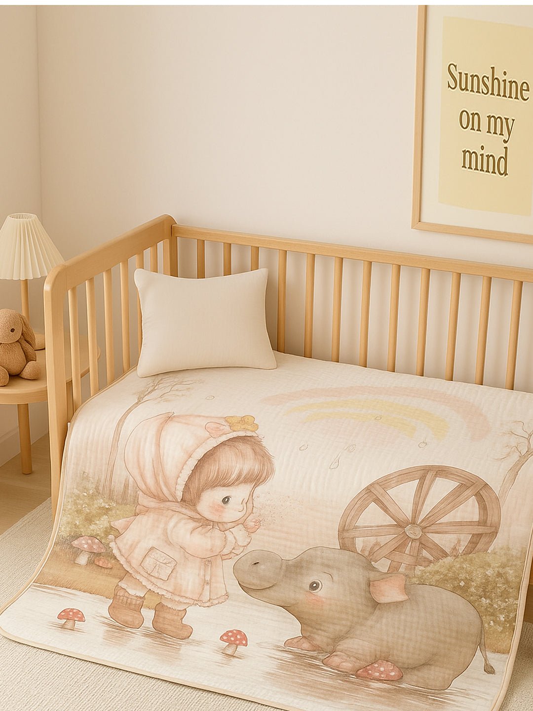 Musical Fox 1 PC Cotton Muslin Baby Blanket With Breathable Fabric