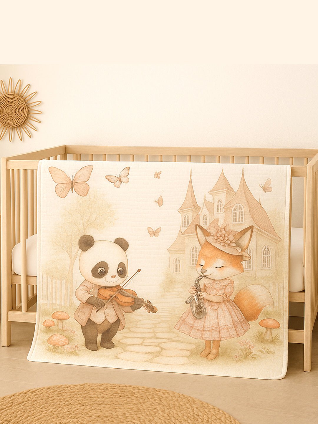 Musical Fox 1 PC Cotton Muslin Baby Blanket With Breathable Fabric