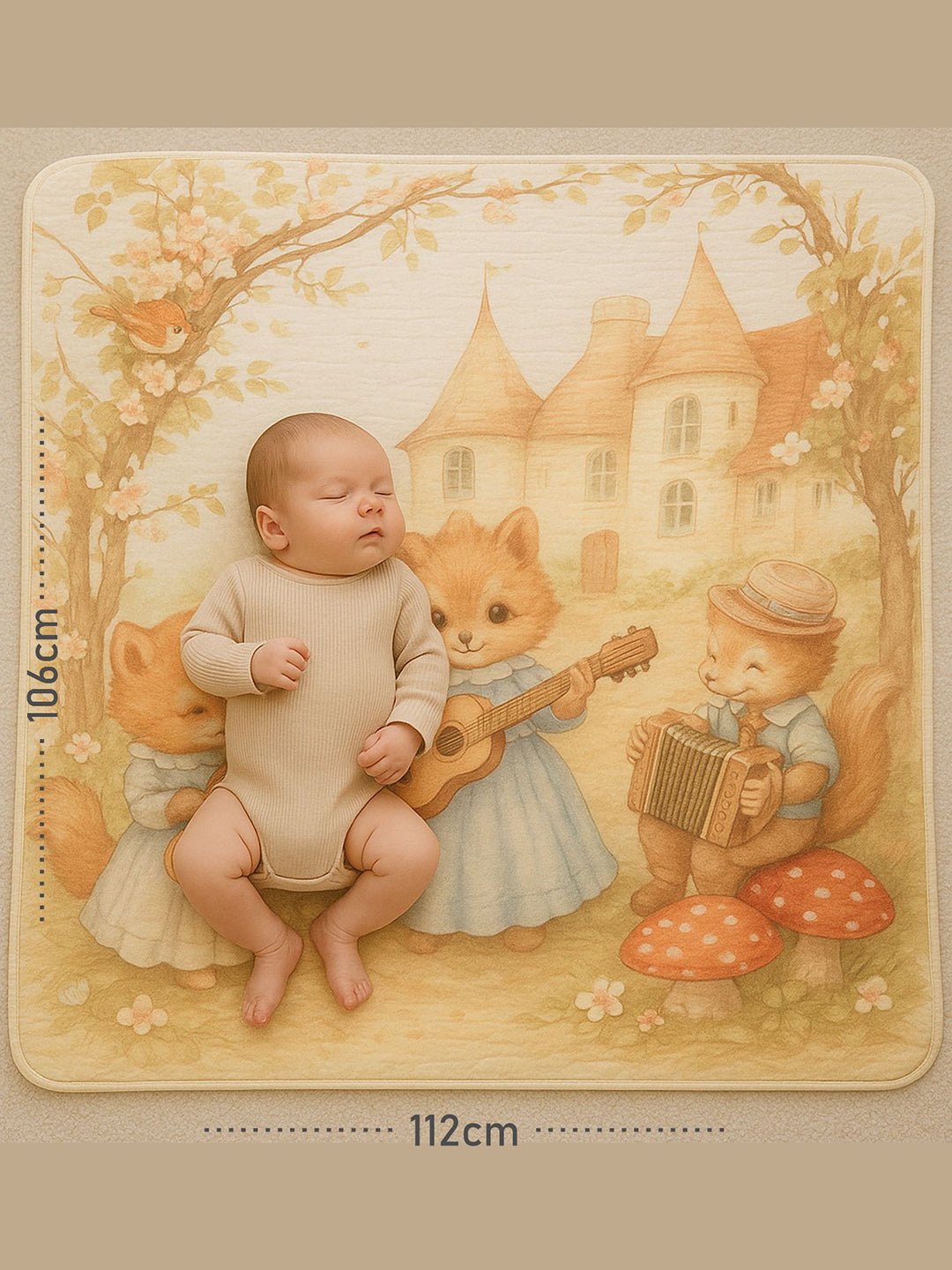 Musical Fox 1 PC Cotton Muslin Baby Blanket With Breathable Fabric