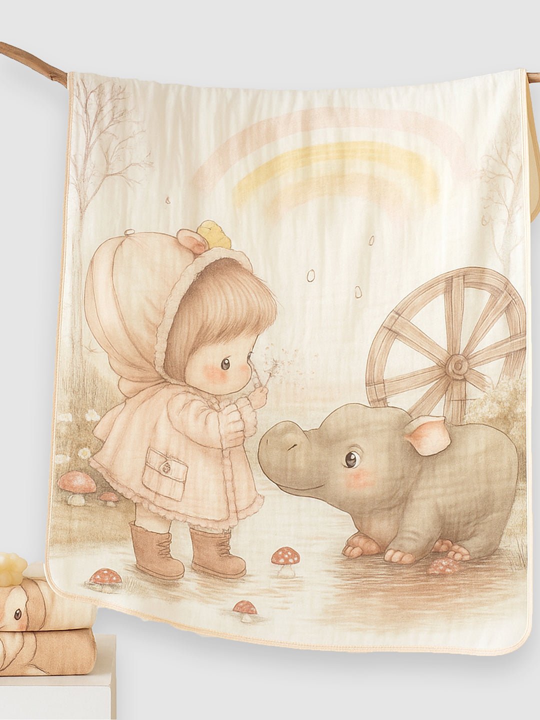 Musical Fox 1 PC Cotton Muslin Baby Blanket With Breathable Fabric