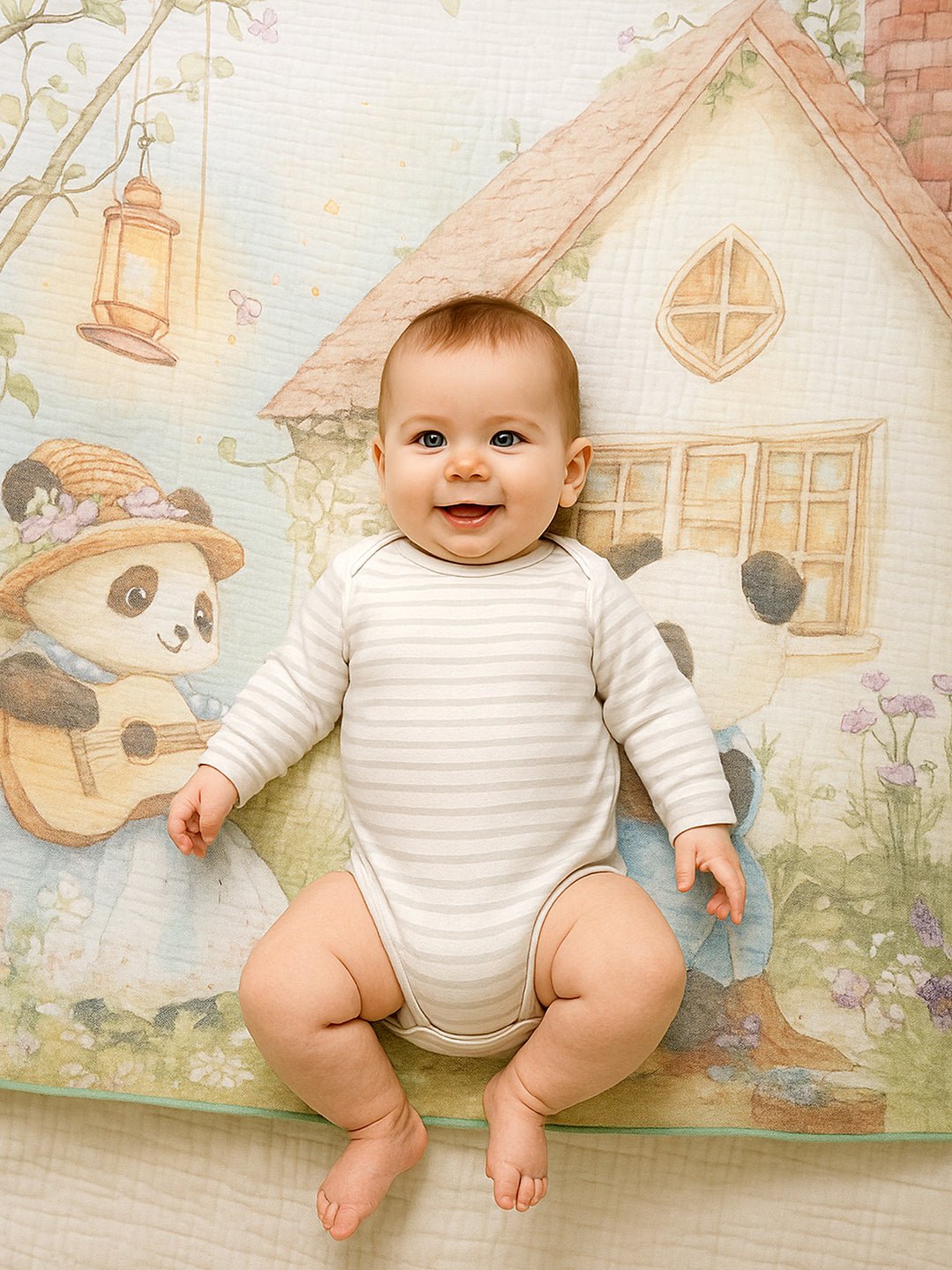 Musical Fox 1 PC Cotton Muslin Baby Blanket With Breathable Fabric