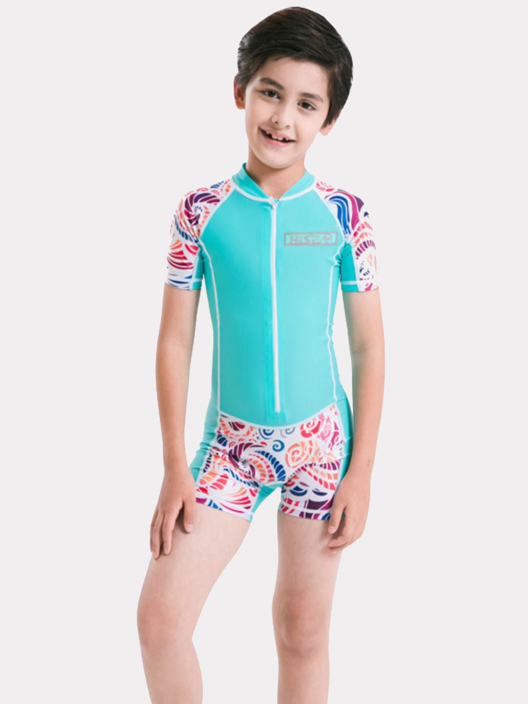 Mint Design Printed Kids Knee Length UPF 25+ Swimwear