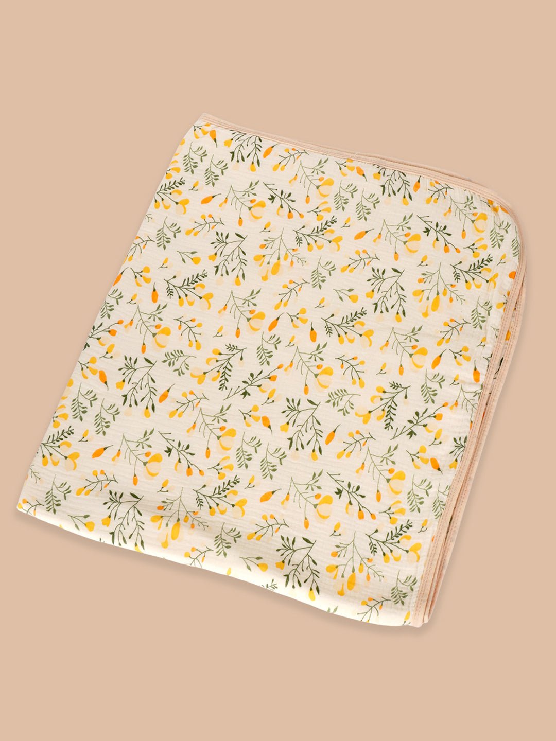 Yellow Flower 1 PC Cotton Muslin Baby Blanket With Breathable Fabric