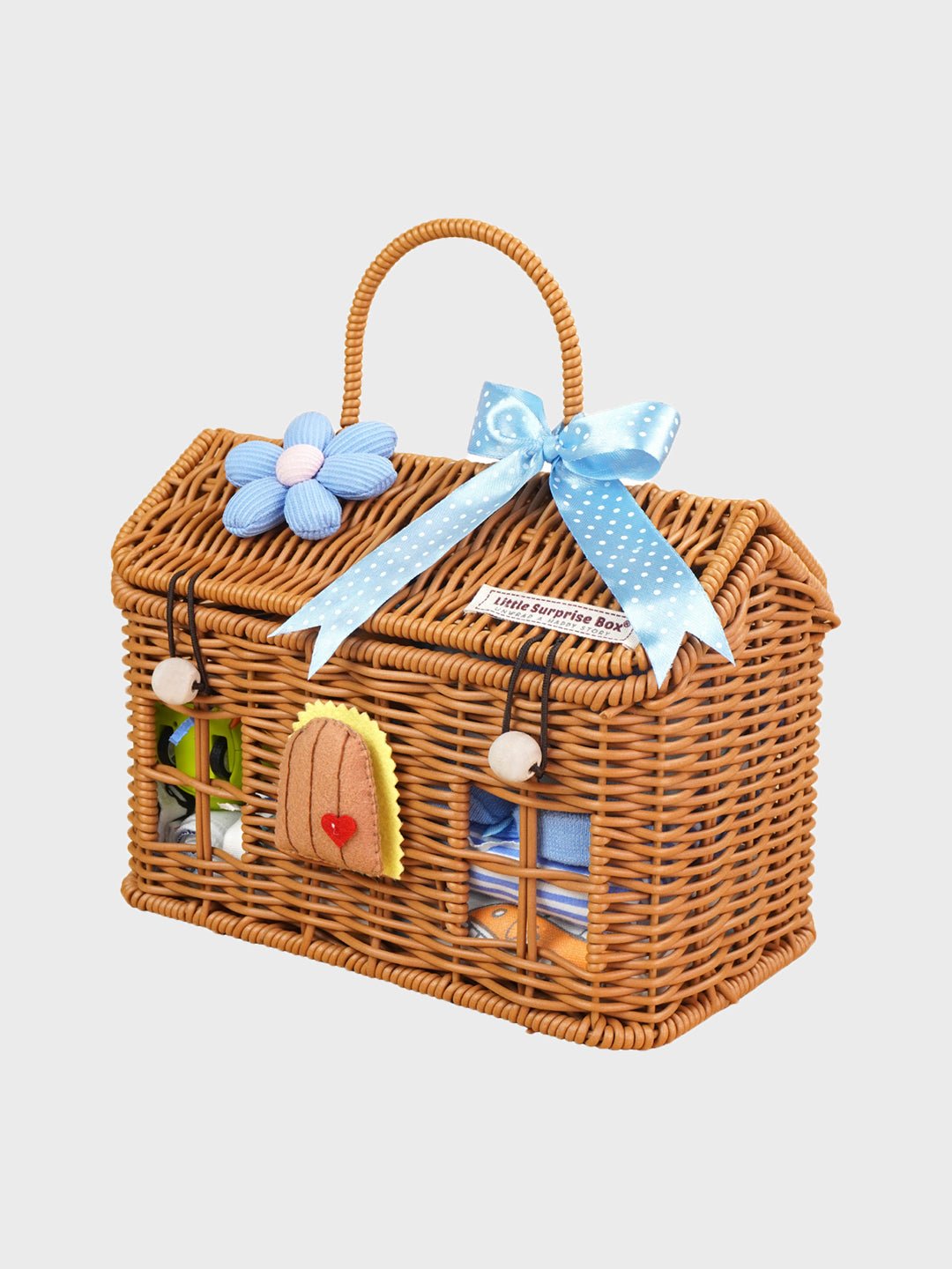 Blessed Home Pink Cotton 15 PCS Newborn Baby Girl Gift Box With Basket